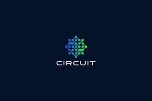 Gradient Circuit Electronic Motherboard and Chip Logo Concept for Business Digital and Computer vector