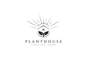 Plant House Abstract Logo Label Natural Gardening and Organic Plantation Business vector