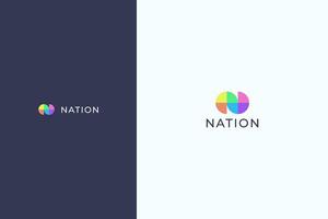 Symbol of Nation with Colorful Letter N Shape Mobile App Icon Logo for Business Community Global Network vector