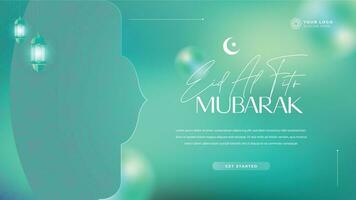 Eid Mubarak Background Template Glass Morph Design Concept vector