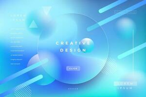 Morph Background Gradient Blue Color with Circle Shape Glass Effect Frame Title Text. Poster, Banner, Presentation, Wallpaper Mobile and Desktop. Illustration Abstract Planet. vector