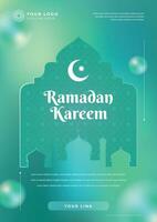 Poster Ramadan Glass Morph Template Green Background vector