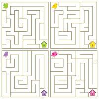 Simple maze abstract game. Help bird find birdhouse. Logical worksheets for kids. vector