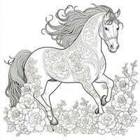 Floral Horse Coloring Pages photo