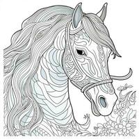 Floral Horse Coloring Pages photo