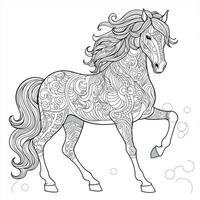 Floral Horse Coloring Pages photo