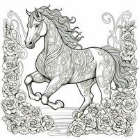 Floral Horse Coloring Pages photo