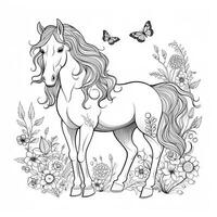 Floral Horse Coloring Pages photo