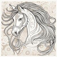 Floral Horse Coloring Pages photo