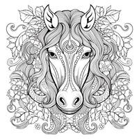 Floral Horse Coloring Pages photo