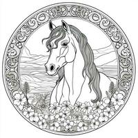 Floral Horse Coloring Pages photo