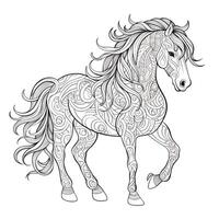 Floral Horse Coloring Pages photo