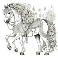 Floral Horse Coloring Pages photo