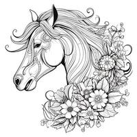 Floral Horse Coloring Pages photo