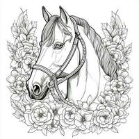 Floral Horse Coloring Pages photo