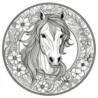 Floral Horse Coloring Pages photo