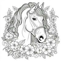 Floral Horse Coloring Pages photo