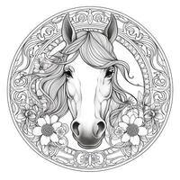 Floral Horse Coloring Pages photo