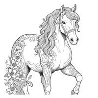 Floral Horse Coloring Pages photo