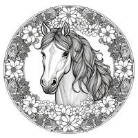 Floral Horse Coloring Pages photo