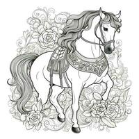 Floral Horse Coloring Pages photo