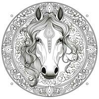 Floral Horse Coloring Pages photo