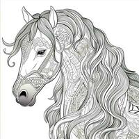 Floral Horse Coloring Pages photo