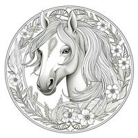 Floral Horse Coloring Pages photo