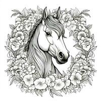 Floral Horse Coloring Pages photo