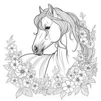 Floral Horse Coloring Pages photo