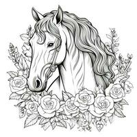 Floral Horse Coloring Pages photo