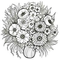 Flower Bouquet Coloring Pages photo