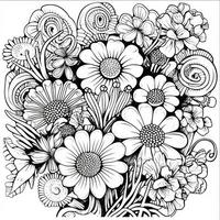 Flower Bouquet Coloring Pages photo