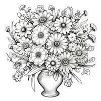 Flower Bouquet Coloring Pages photo