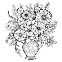 Flower Bouquet Coloring Pages photo