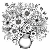 Flower Bouquet Coloring Pages photo