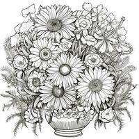 Flower Bouquet Coloring Pages photo