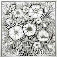 Flower Bouquet Coloring Pages photo