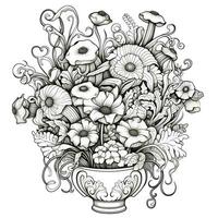 Flower Bouquet Coloring Pages photo