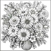 Flower Bouquet Coloring Pages photo