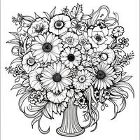 Flower Bouquet Coloring Pages photo