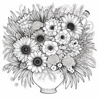 Flower Bouquet Coloring Pages photo