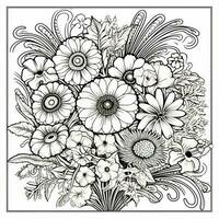 Flower Bouquet Coloring Pages photo