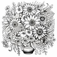 Flower Bouquet Coloring Pages photo