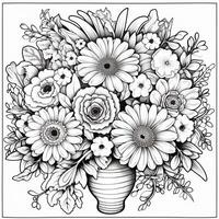 Flower Bouquet Coloring Pages photo