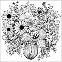 Flower Bouquet Coloring Pages photo