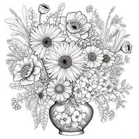 Flower Bouquet Coloring Pages photo