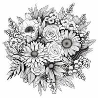 Flower Bouquet Coloring Pages photo