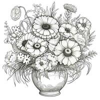 Flower Bouquet Coloring Pages photo