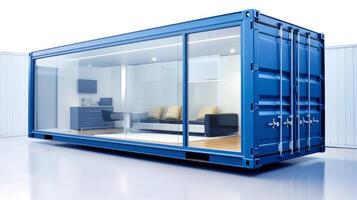 Mobile office buildings or container site office for construction site. Shipping container. Portable house and office cabins, illustration photo